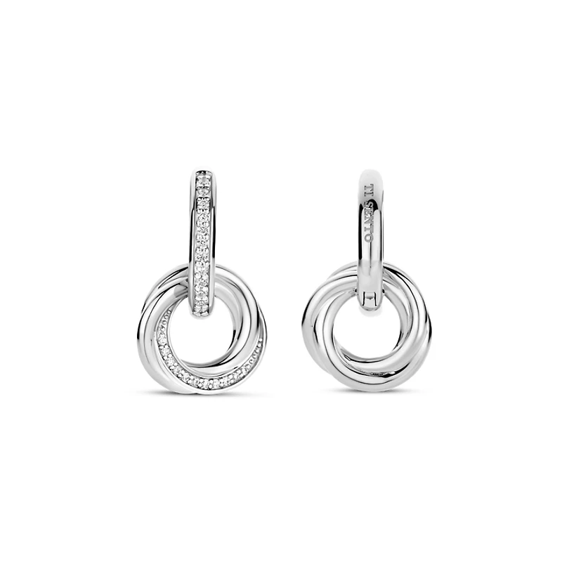 Trinity Pave Silver Earrings
