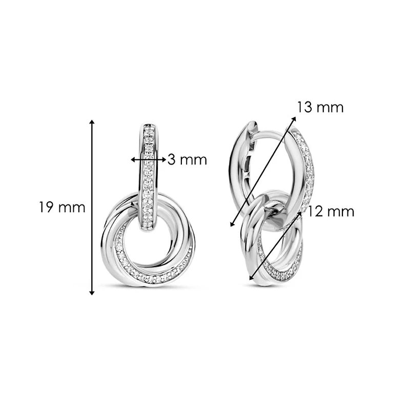 Trinity Pave Silver Earrings