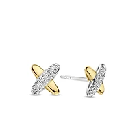 XOXO Two Tone Pave Stud Earrings