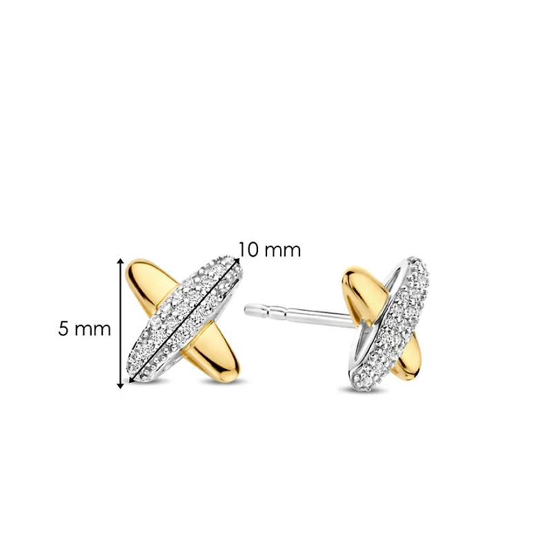 XOXO Two Tone Pave Stud Earrings