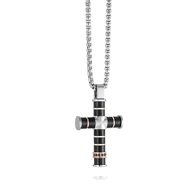 Black and Rose Cross Necklace
