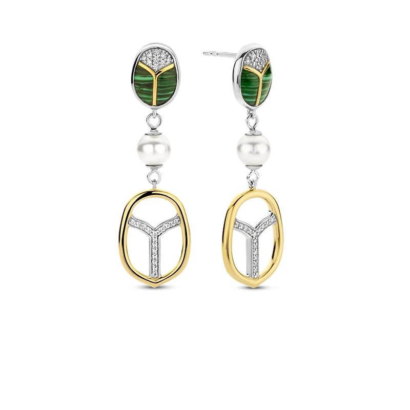 Amulet Scarab Malachite Earrings