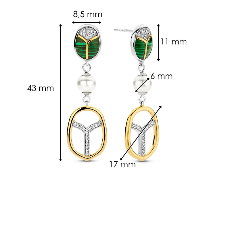 Amulet Scarab Malachite Earrings