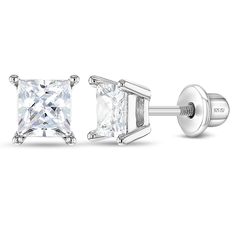 Kids 5MM Princess Zirconia Earrings