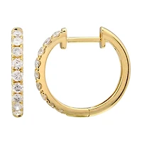 15MM Huggie Yellow Gold Diamond Huggie Earrings