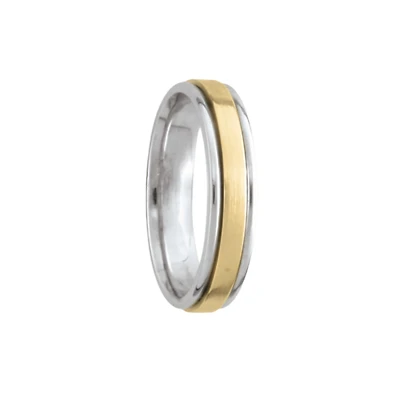 4MM White/Yellow Polished/Brushed Wedding Ring