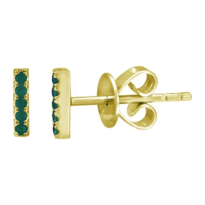 Emerald Bar Stud Earrings
