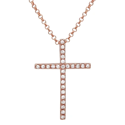 .07ct Diamond Rose Gold Cross Necklace