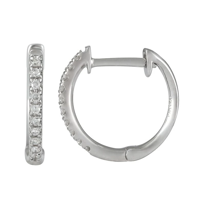 12MM White Diamond Huggie Earrings