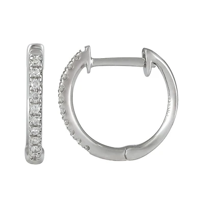 12MM White Diamond Huggie Earrings