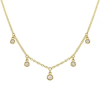 Five Diamond Dangles Necklace 14KY
