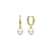 Cosmic Pearl Dangle Golden Earrings