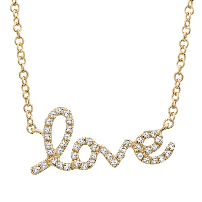 Love Script Diamonds Necklace 14KY