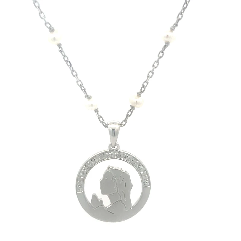 Virgen Nina Pearl and Diamonds Necklace
