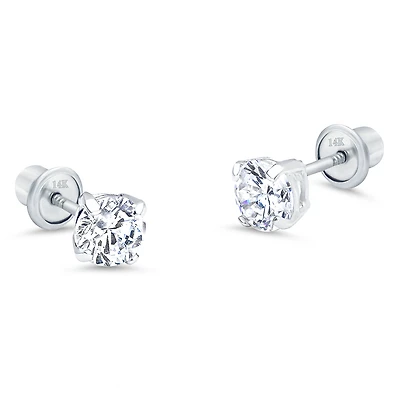5MM Zirconia Yellow Gold Stud Earring