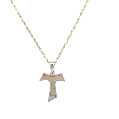 Two Tone Cross T 18MM Pendant