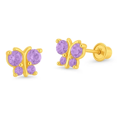 Purple Butterfly Stud Earrings