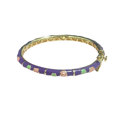 Purple Pink and Green Flowers Kids Bracelet