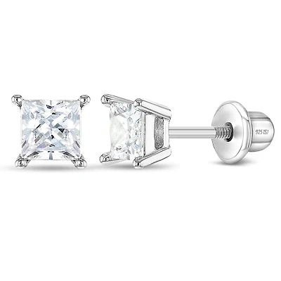 Kids 4MM Princess Zirconia Earrings