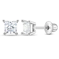 Kids 4MM Princess Zirconia Earrings