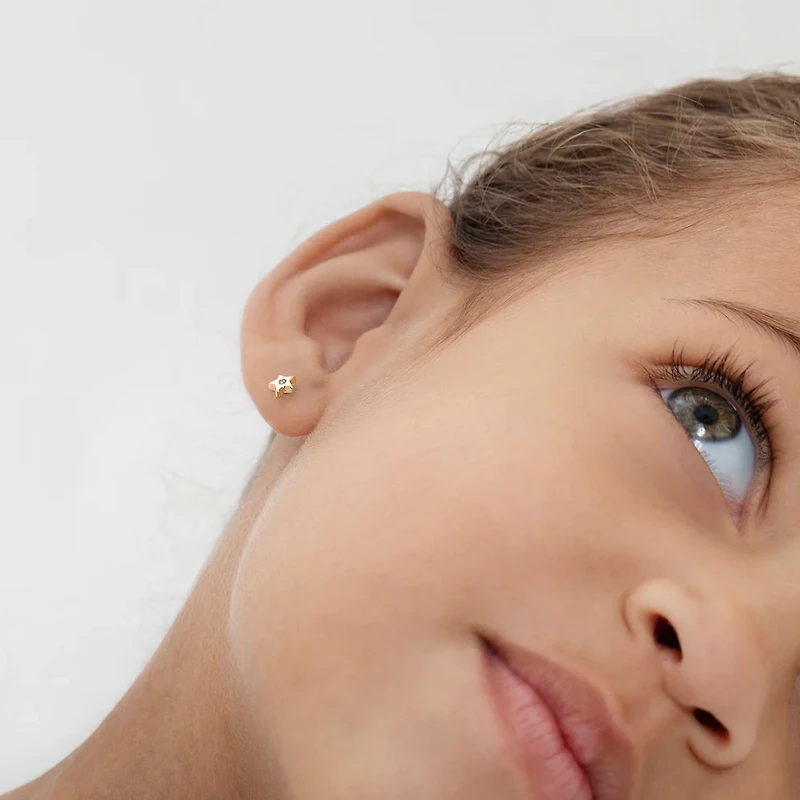 Polished Star Zirconia Kids Earrings