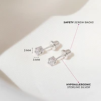 Kids 3MM Round Zirconia Earrings