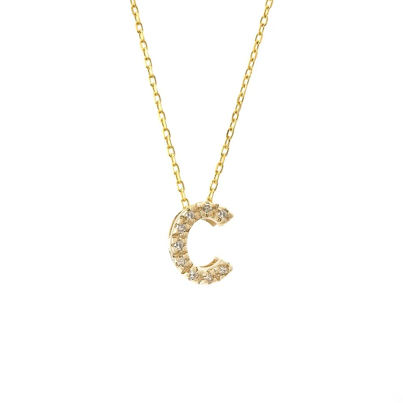 Diamond 7MM Initial Necklace