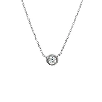 Birthstone Bezel Set Stone Necklace - White Gold
