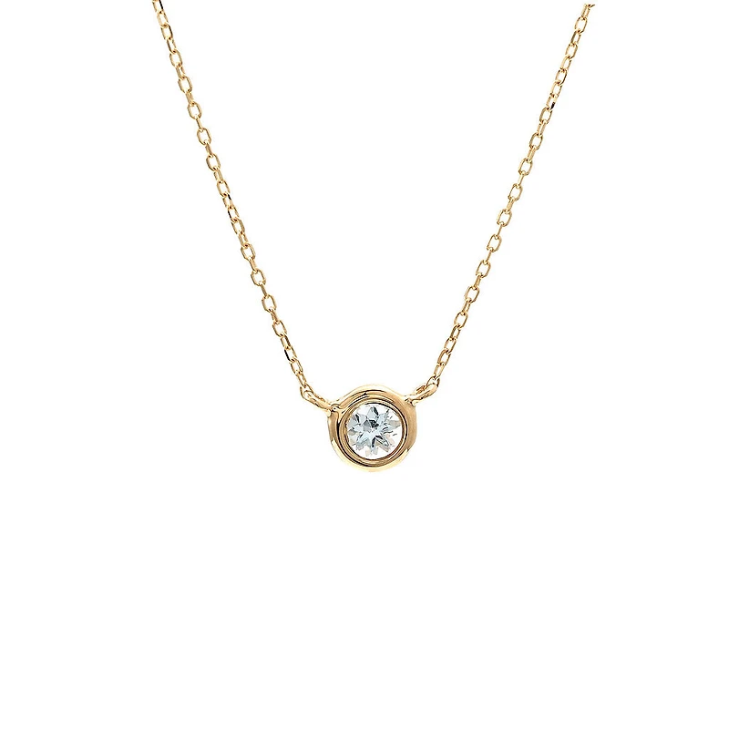Birthstone Bezel Set Stone Necklace - Yellow Gold