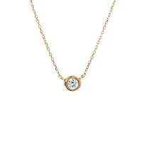 Birthstone Bezel Set Stone Necklace - Yellow Gold