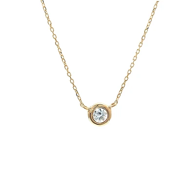 Birthstone Bezel Set Stone Necklace - Yellow Gold