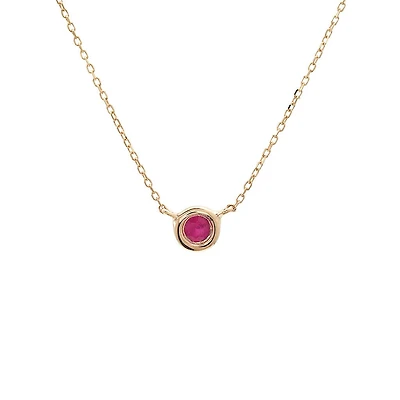 Birthstone Bezel Set Stone Necklace - Yellow Gold