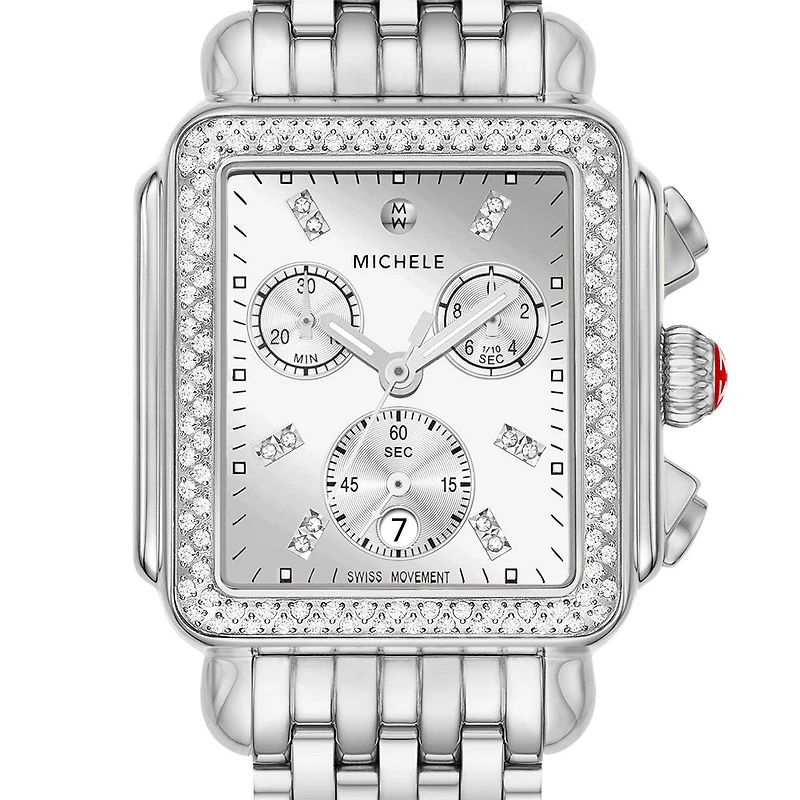 Deco Diamond High Shine Steel 35MM Chrono Watch