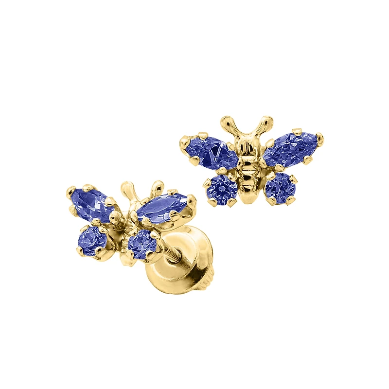 Birthstone Butterfly Kids Stud Earrings