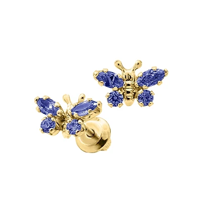 Birthstone Butterfly Kids Stud Earrings
