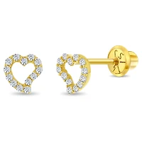 Open Heart Encrusted Kids Earrings