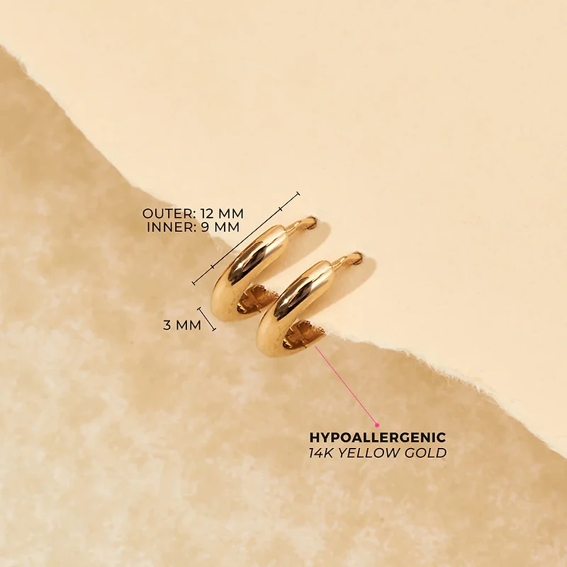 9MM Thick Kids Huggie Earrings