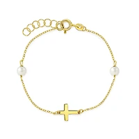 Pearls and Cross Kids Bracelet