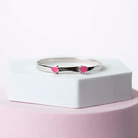 Silver Heart Enamel Kids Bangle Bracelet