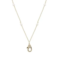 Pearl Chain Diamond Lobster Pendant Holder Necklace