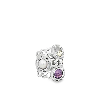 Cosmic Connections Ring w/Pearl & Natural Stones (Size 6.5)