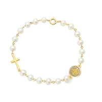 Cross and San Benito Pearl Bracelet