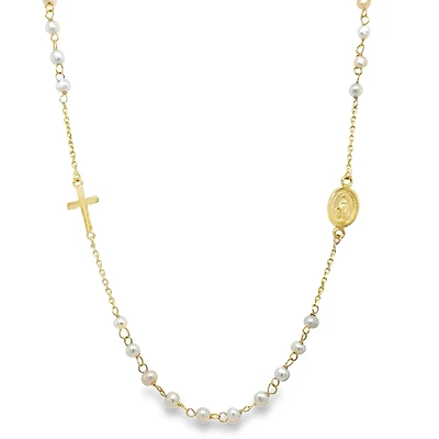 Pearl Angelito Cross Necklace