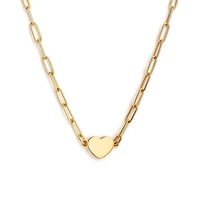 Heart Paperclip Link Necklace 14K