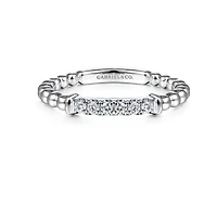 Beaded Diamond Bar White Gold Ring