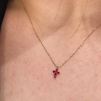 Mini Ruby Cross Necklace