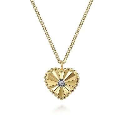 Flutted Heart Diamond Necklace