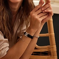 L Bianca Black Leather 22mm Watch