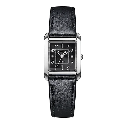 L Bianca Black Leather 22mm Watch