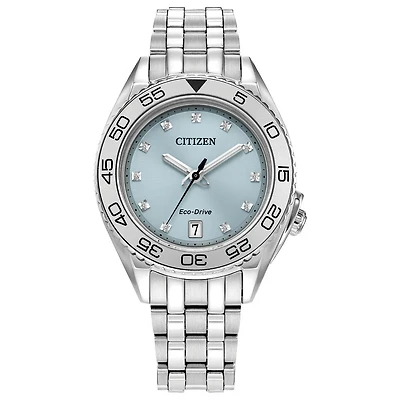Carson 35MM Light Blue Diamond Watch